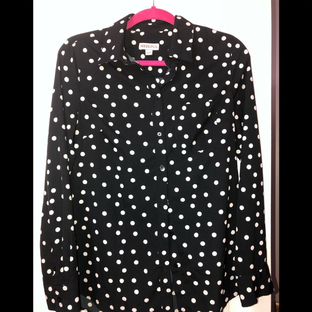 Merona Black & White Polka Dot Shirt